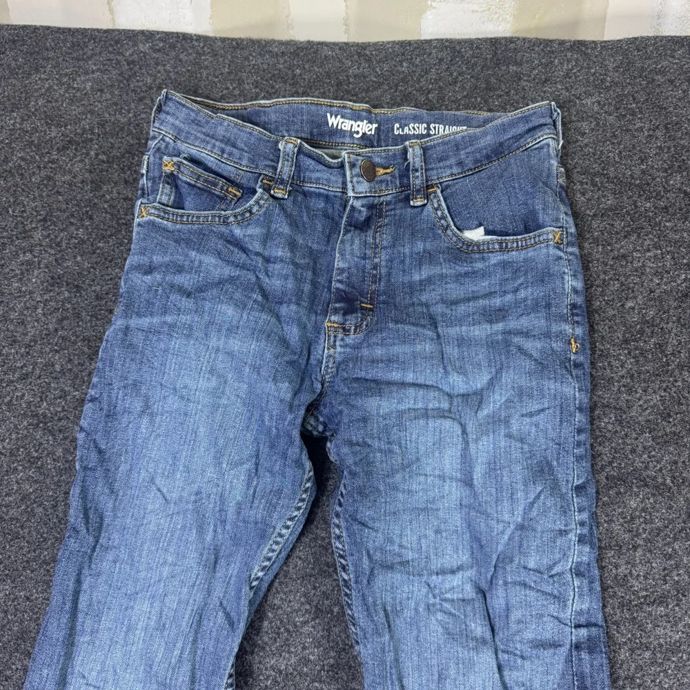 Wrangler Waldon Classic Straight Leg Jeans Boys 12 Blue Denim Cotton Regular Fit